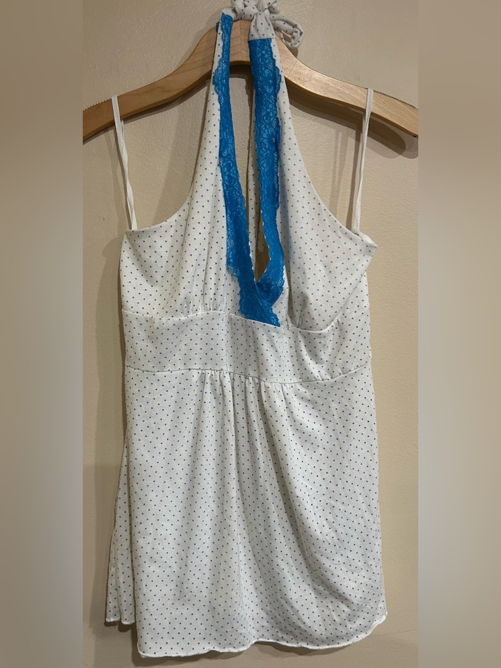 Y2K Charlotte Russe Polka Dot Lace Babydoll Halter  Sz Large Whimsy Bratz Fairy